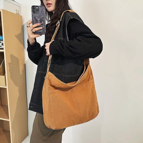 حقيبة حمل من القماش من GOQUFOY للنساء للجنسين، حقائب يد نسائية عبر الجسم، حقيبة كتف هوبو للفتيات المراهقات in Kuwait