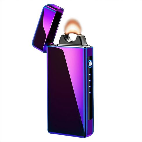 ولاعة كهربائية من YOZWOO قابلة لإعادة الشحن USB C ولاعة بلازما ولاعة لهب كهربائية كبيرة مقاومة للرياح مع مؤشر بطارية LED للشموع والبخور والألعاب النارية (أسود ثلجي) in Kuwait