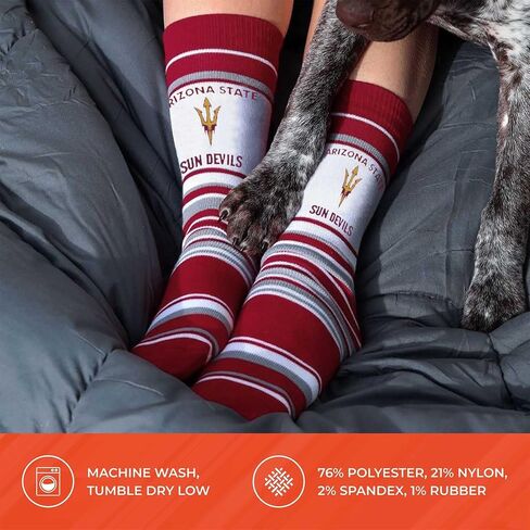 For Bare Feet Collegiate University Striped Dress Socks, One Size Fits Most Footwear for Men Women Youth, Game Day Apparel in Saudi Arabia