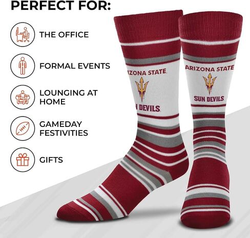 For Bare Feet Collegiate University Striped Dress Socks, One Size Fits Most Footwear for Men Women Youth, Game Day Apparel in Saudi Arabia