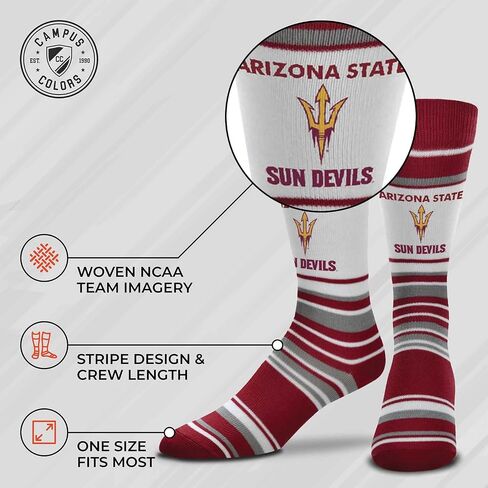 For Bare Feet Collegiate University Striped Dress Socks, One Size Fits Most Footwear for Men Women Youth, Game Day Apparel in Saudi Arabia