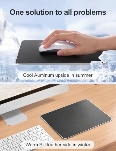 Vaydeer Ultra-Thin Aluminum Mouse Pad Double Side Design Mouse Mat for Office and Gaming, Waterproof Hard Metal Mouse Pad, Large Silver,11.81X9.45 Inch… in Kuwait