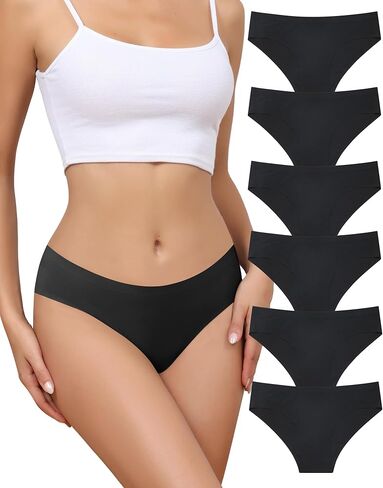 ليفاو 6 قطع ملابس داخلية بدون خياطة للنساء، سراويل داخلية بيكيني غير ظاهرة ناعمة قابلة للتمدد، سراويل داخلية هيبستر غير مرئية in Kuwait