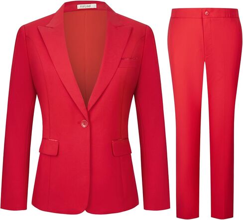 Kelyaa Women's 2 Piece Business Office Suit Lady Peaked Lapel Slim Fit One Button Blazer Jacket and Pants Set Khaki in Saudi Arabia