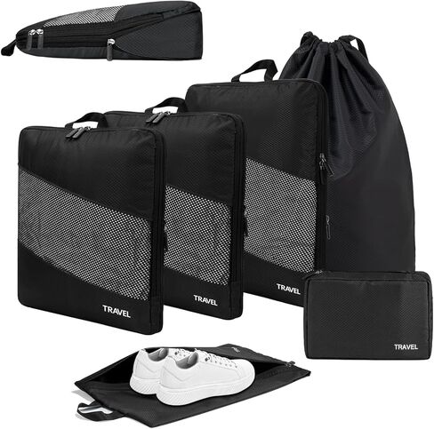 TEUEN 6 Set Compression Packing Cubes for Suitcases, Expandable Large Capacity Luggage Organizer Bags Set for Travel Accessories Travel Essentials Waterproof Durable Lightweight Travel Cubes in Kuwait