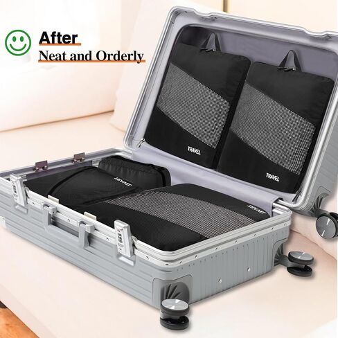 TEUEN 6 Set Compression Packing Cubes for Suitcases, Expandable Large Capacity Luggage Organizer Bags Set for Travel Accessories Travel Essentials Waterproof Durable Lightweight Travel Cubes in Kuwait