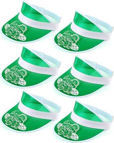 Suhine Las Vegas Visors Green Casino Hat تاجر أقنعة لعبة البوكر قبعة واضحة أقنعة الشمس القمار قبعة لحفلة الكازينو in Saudi Arabia