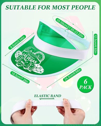 Suhine Las Vegas Visors Green Casino Hat تاجر أقنعة لعبة البوكر قبعة واضحة أقنعة الشمس القمار قبعة لحفلة الكازينو in Saudi Arabia
