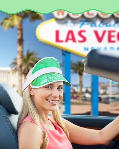 Suhine Las Vegas Visors Green Casino Hat تاجر أقنعة لعبة البوكر قبعة واضحة أقنعة الشمس القمار قبعة لحفلة الكازينو in Saudi Arabia
