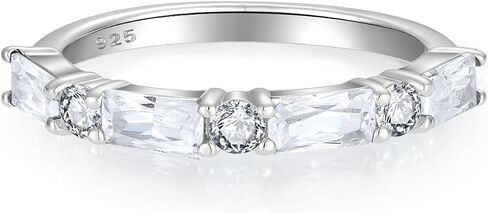 STARCHENIE Baguette Gemstone Rings for Her | 925 Sterling Silver Stackable Ring for Women | Eternity Ring Size 5-10 in Saudi Arabia