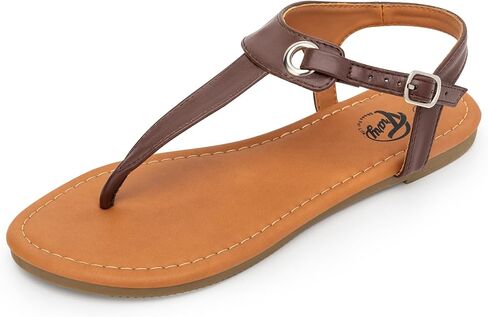 صنادل Trary للسيدات، صنادل ثونغ للنساء مع حزام على شكل حرف T، مشبك كاحل قابل للتعديل للصنادل النسائية، صنادل مسطحة للنساء الأنيقة، صنادل لطيفة للنساء، صنادل صيفية للنساء 2023 in Kuwait