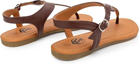 صنادل Trary للسيدات، صنادل ثونغ للنساء مع حزام على شكل حرف T، مشبك كاحل قابل للتعديل للصنادل النسائية، صنادل مسطحة للنساء الأنيقة، صنادل لطيفة للنساء، صنادل صيفية للنساء 2023 in Kuwait