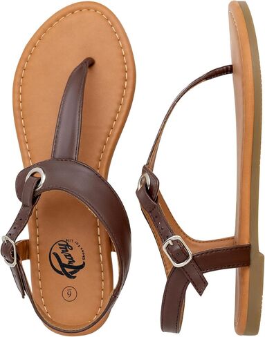 صنادل Trary للسيدات، صنادل ثونغ للنساء مع حزام على شكل حرف T، مشبك كاحل قابل للتعديل للصنادل النسائية، صنادل مسطحة للنساء الأنيقة، صنادل لطيفة للنساء، صنادل صيفية للنساء 2023 in Kuwait