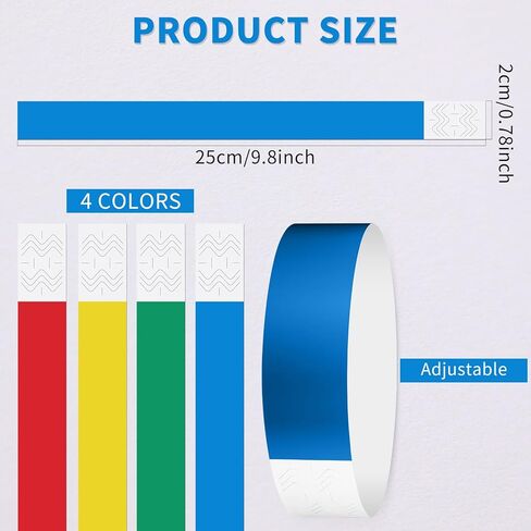 200PCS Colored Wristbands for Events Paper Wrist Bands Lightweight Concert Wristbands Neon Color Adhesive Wrist Bands Waterproof Hand Bands Carnival in Saudi Arabia