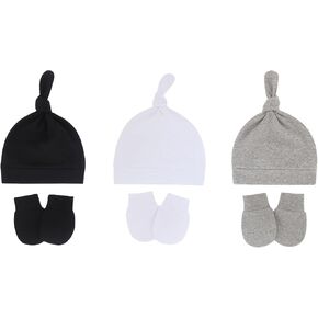 Tisoloow Baby Hats Mittens Newborn Hats for Baby Boys Grils Knotted Caps Cotton Unisex Infant Beanie