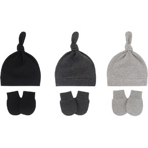 Tisoloow Baby Hats Mittens Newborn Hats for Baby Boys Grils Knotted Caps Cotton Unisex Infant Beanie