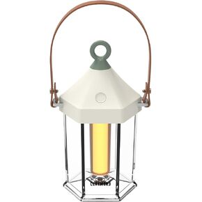 CLAYMORE Cabin (Ivory) - Camping Lantern Rechargeable, LED with 4 Light Modes, Dust & Water Resistant USB C-Type, Power Bank, Tripod Compatible, Pendant Hook, Leather Strap.
