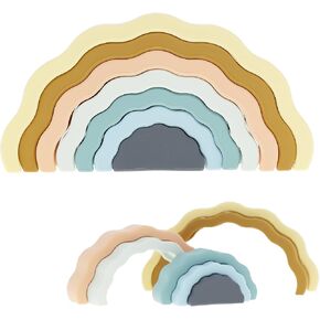Ripple Rainbow Stacker - مكعبات بناء للرضع والأطفال الصغار - سيليكون ناعم خالٍ من مادة BPA - سهلة التنظيف - لعبة عضاضة للأطفال - لعبة مونتيسوري للفرز والتكديس التعليمية