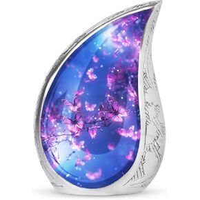 Butterfly Urns for Human Ashes Adult Female - Teardrop Urn, Decorative Urns, Blue Urn for Ashes Adult Male, Burial Urns for Human Ashes Adult Male, Cremation Urns for Women, Funeral Urn 3Inch