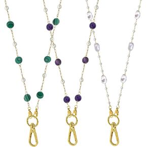UZRYLZY 3x Nature Stone Eye Glasses Chain Holders Around Neck for Women Eyeglass Chains for Women with Lanyard Clip