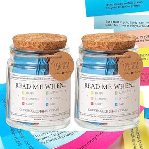 Christian Gifts for Women,Bible Verse a Jar,Read Me When Bible Verses Jar for Emotions and Feelings,Scripture Prayer Hope Jar,Blessings Jar Religious Birthday Christian Gift in Kuwait