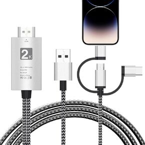AMANKA Lighting to HDMI Cable HDMI Adapter for TV Phone to TV Adapter 1080P Digital AV Adapter 3 in 1 Sync Screen Connector Cable Compatible for Lighting USB C Micro USB to HDTV Projector Monitor