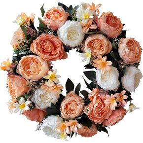 WANNA-CUL 16 inch Boho Spring Succulent Wreath Arrangement Decor for Front Door,Artificial Multicolor Succulent Summer Door Wreath with Greenery Air Pineapple for Wall and Home Decoration