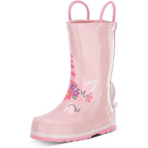 Western Chief Girls' Waterproof Printed Rain Boot with Easy Pull on Handles, Unity Unicorn, 6 Toddler