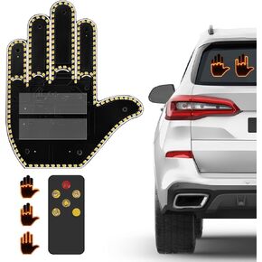 YAYZA! Car Finger Light. The Finger Flicker with Car LED Sign 176 LED Beads, Finger Car Light with Remote 4-Light Modes, Fun Gesture for Car Accessories for Men