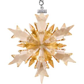 Christmas Crystal Snowflake Pendant Ornaments 2023 Annual Star Ornament Christmas Tree Decoration Home Collection (Champagne)