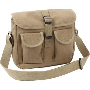 Rothco Canvas Utility Shoulder Bag – Vintage Crossbody Bag for Men – Heavyweight Cotton Canvas – 10" x 8" x 7" – Coyote Brown