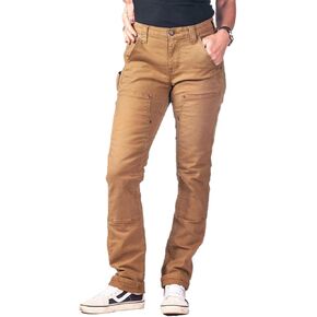 Dovetail Workwear Maven X Cargo Pants for Women, Slim Leg Fit, 10 Functional Pockets, Saddle Brown Canvas Size 14x30