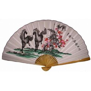 Asian Home Classic 35"" Oriental Feng Shui Wall Fan-He (Happyness)