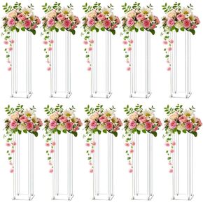31.5inch 10 Set Acrylic Flower Vase Column Stand Wedding Flower vase Wedding Centerpieces for Tables (31.5 inch 10 pcs)…