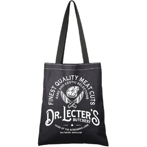 G2TUP Silence Lambs Movie Inspired Gift Dr Lecter's Butchery Reusable Canvas Tote Bag Hannibal Lecter Fan Handbag