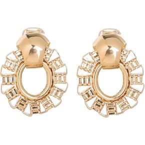 14k Gold Heart Shape Clip On Earrings Full Drilled Cubic Zirconia