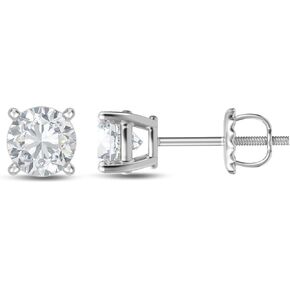10k Gold Genuine Diamond Women Stud Earrings With Screw Back/Solitaire Diamond Earrings for Women White Gold Studs/Diamond Color- I-J, Clarity I2/I3