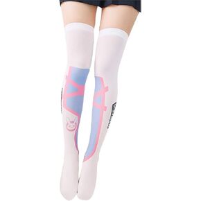 جوارب SzBlaZe النسائية اللطيفة بطباعة الرسوم المتحركة الرقيقة Kawaii فوق الركبة (عبوة من زوج واحد)