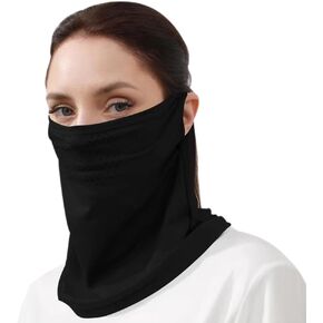قناع وجه مرن من HeiDmai للجنسين من الأشعة فوق البنفسجية متعدد الأغراض وواقي للرقبة مع حلقات للأذن