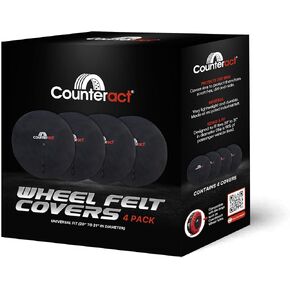 Counteract CBB-WTFC Felt Covers to Protect Rims - 4 Pack - includes Fixing Lines and Plastic Clips - Wheel Totes Sold Separately - Designed to Fit Tires 20" to 31" in Diameter