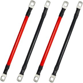 1 Pair Car Battery Cable, Battery Inverter Cable 1FT 6 AWG Battery Cable Red+Black for Car, Boat, Solar, RV, Automotive, Marine. (Battery cable 30cm)