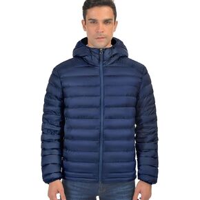 Men's Down Jacket Hooded Packable Down Puffer Jacket Lightweight Water-Resistant Insulated Down Jacket Black1 L in Kuwait