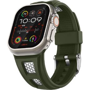Suitisbest AquaPeak HexaPro Designed for Apple Watch Ultra 2 Band 49mm 45mm 44mm 42mm, Rugged Silicone Sport Band with Stainless Steel Buckle for iWatch Ultra Series 9 8 7 6 5 4 3 SE