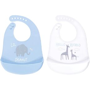 Luvable Friends Unisex Baby Silicone Bibs, Little Peanut, One Size