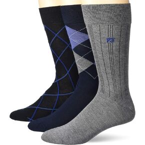 Perry Ellis Men's Portfolio Superior Soft Luxury Socks, 3-Pack, Argyle Black