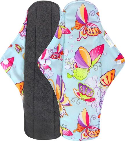 wegreeco Bamboo Reusable Sanitary Pads - Cloth Sanitary Pads | Light Incontinence Pads | Reusable Menstrual Pads - 5 Pack Pads, 1 Cloth Mini Wet Bag (M, Bee & Bloom) in Saudi Arabia