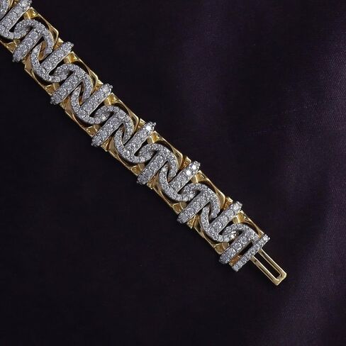 SAVEARTH DIAMONDS Round Cut Lab Created Moissanite Diamond 10MM Width Chino Miami Cuban Link Chain Bracelet For Men In 14k Gold Over 925 Sterling Silver (VVS1 Clarity, 4.70 Ct) in Saudi Arabia