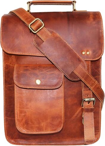 Leather messenger bag shoulder bag cross body vintage messenger bag for women & men satchel man purse in Kuwait