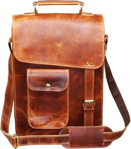 Leather messenger bag shoulder bag cross body vintage messenger bag for women & men satchel man purse in Kuwait