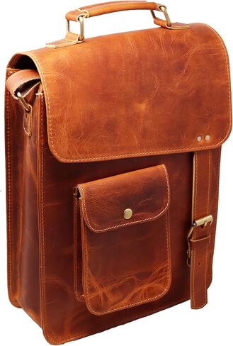 Leather messenger bag shoulder bag cross body vintage messenger bag for women & men satchel man purse in Kuwait